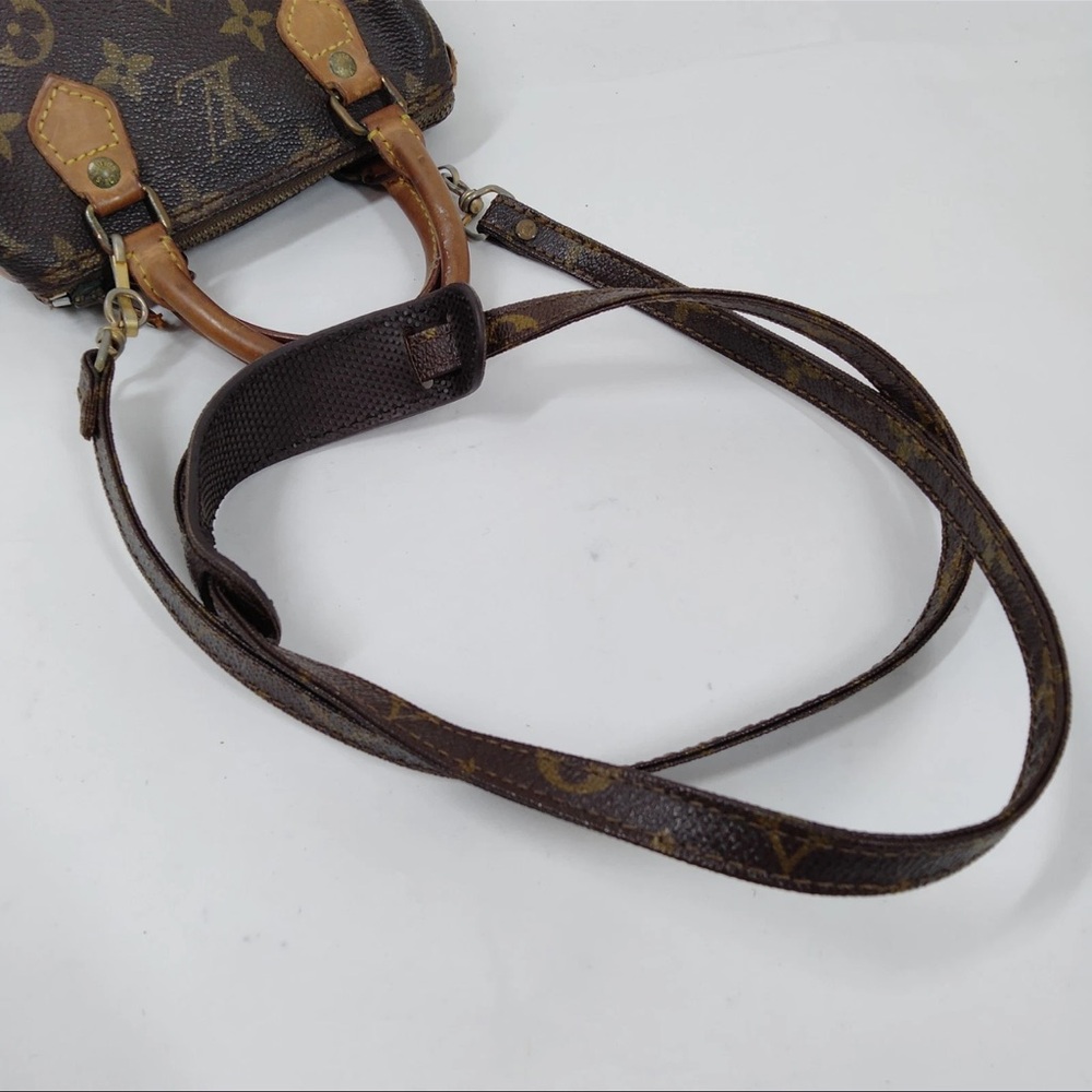 AUTH Louis Vuitton LV Mini Speedy Tote Hand Bag Crossbody Brown Monogram - Picture 4 of 8